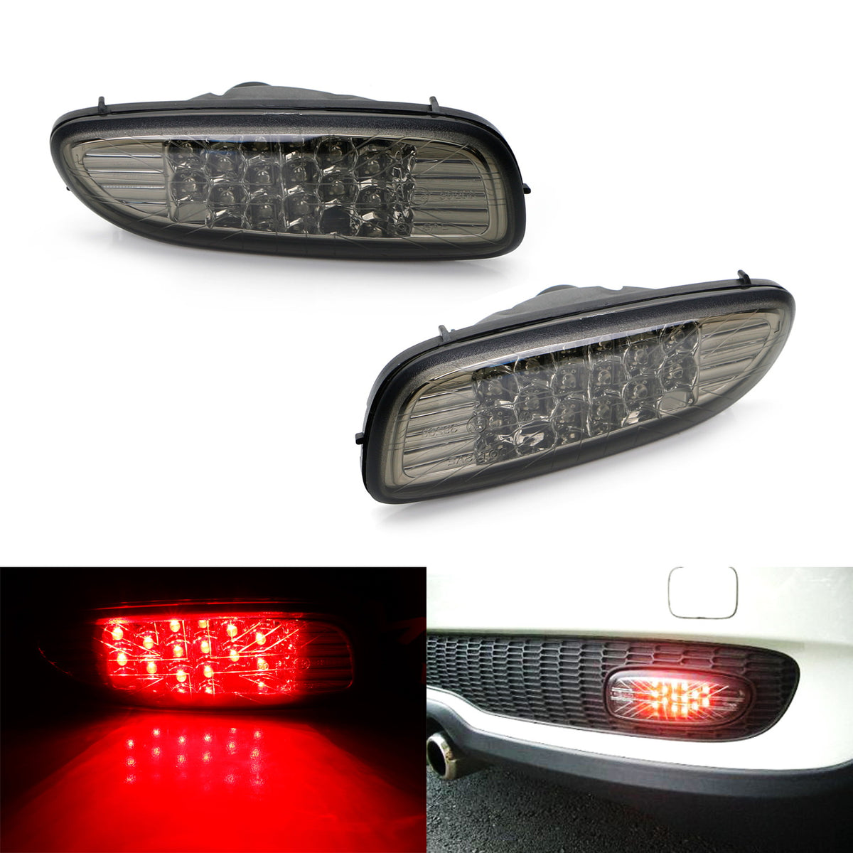 Smoked Lens Union Jack Full LED Rear Fog Lamps Assembly For MINI R56 R ...