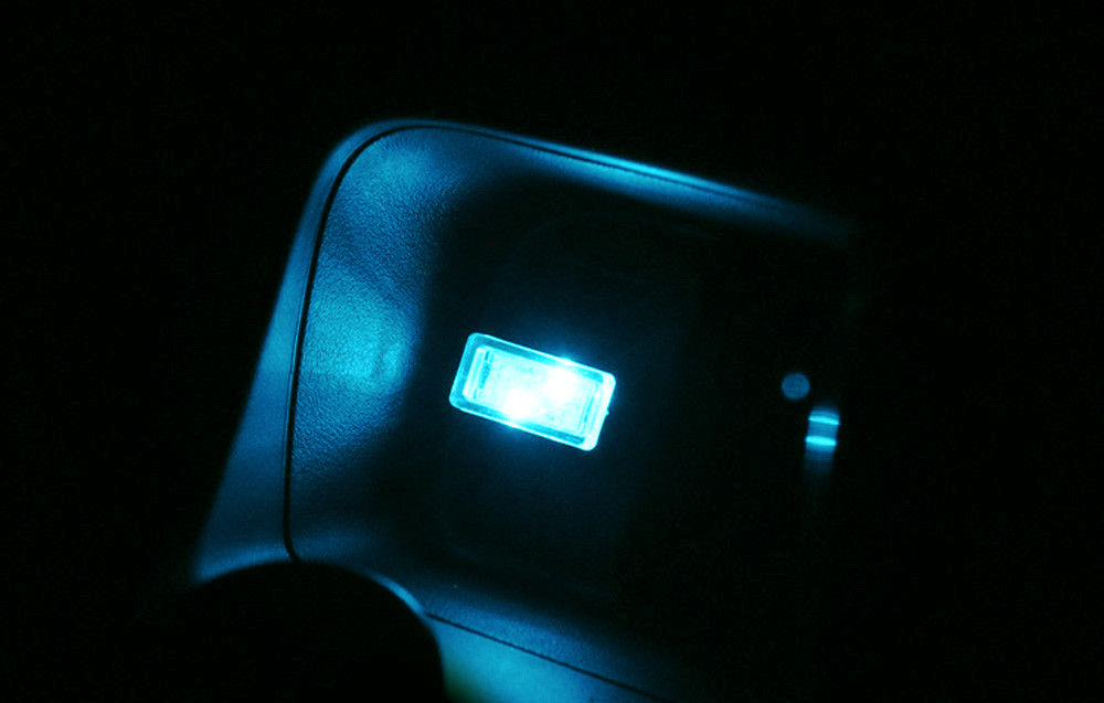 (1) Aqua Ice Blue USB Plug-In Miniature LED Car Interior Ambient Lighting Kit