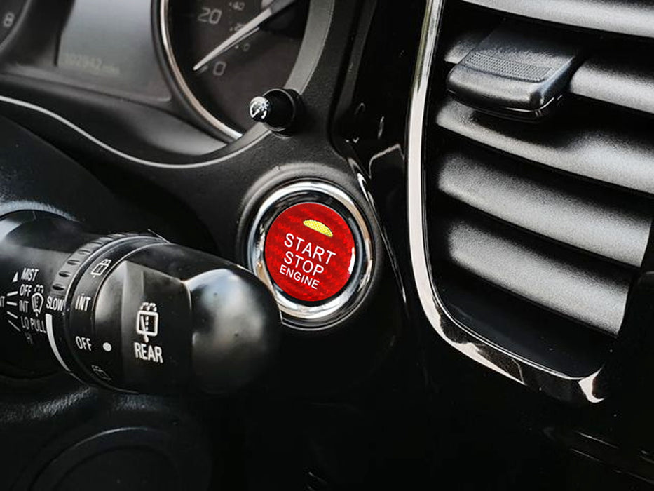 Red Carbon Fiber Keyless Engine Push Start Button For 14-up Mitsubishi Outlander