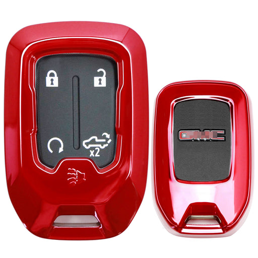 Red TPU Key Fob Protective Case w/Face Panel Cover For GMC Acadia Terrain Sierra