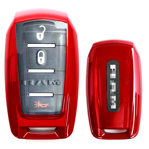 Red TPU Key Fob Protective Case w/Face Panel Cover For 19-up Dodge RAM 1500 2500