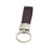Twill Weave "Carbon" Style Black Leather Strap Key Chain w/ Sports Red Stitching
