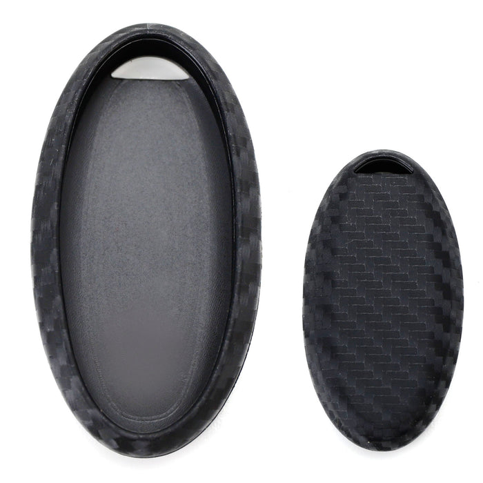 Carbon Fiber Silicone Key Fob Cover For Nissan, Infiniti Oval Shape Keyless Key