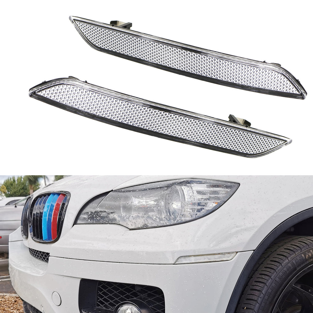 Front Bumper Side Marker Reflectors LH & RH For BMW E70 X5 2007-2010 Amber Lens