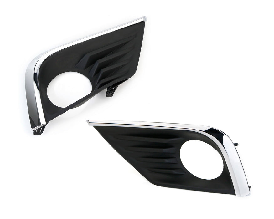 Pair LH RH OEM-Spec Fog Lamp Bezel Covers w/ Chrome Trim For 16-18 Nissan Altima