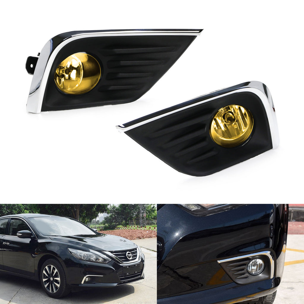 Complete Fog Light Kit w/Bezel Covers Wiring For 16-18 Nissan