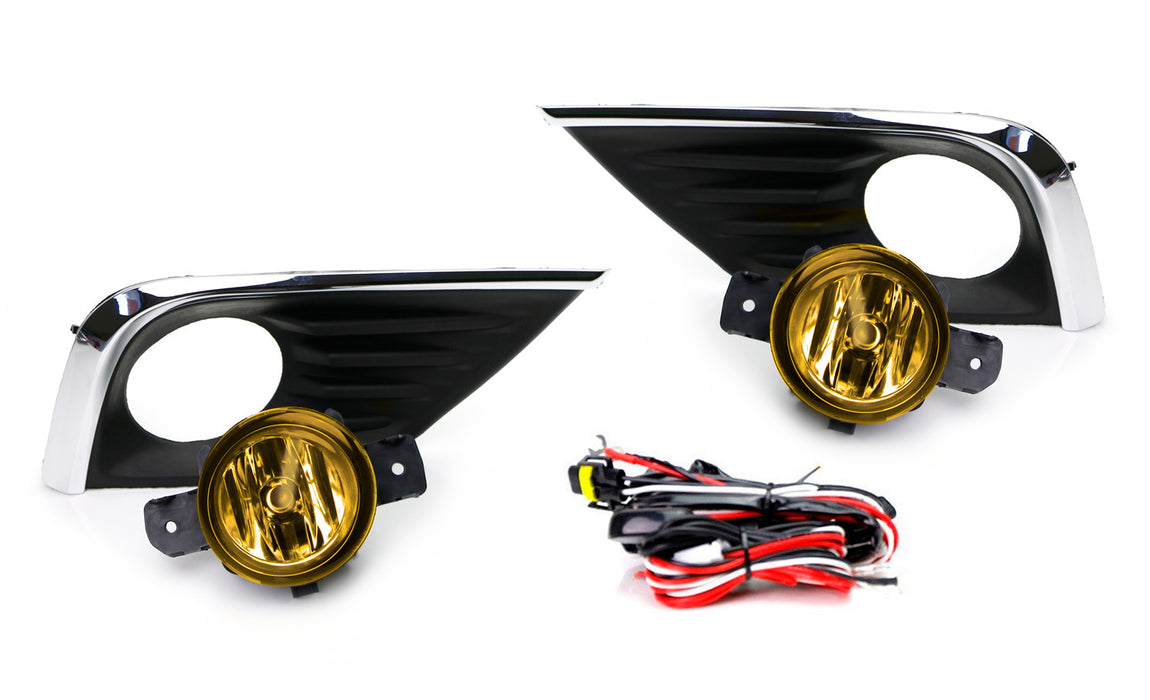 Complete Yellow Lens Fog Light Kit w/Bezel Covers Wiring For 16-18 Nissan Altima