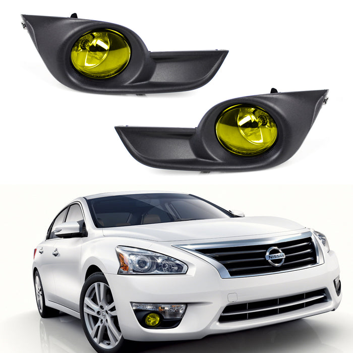 Yellow Lens Fog Lamps w/H11 Halogen Bulbs, Wiring Switch For 13-15 Nissan Altima