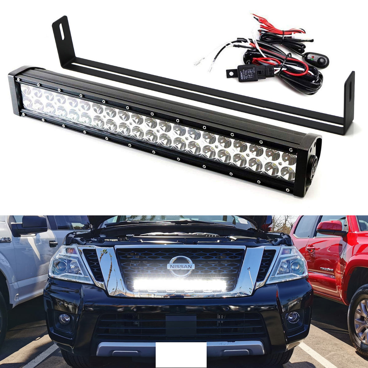 Light Bar w Grill Mounting Bracket Wire For 2016 20 Nissan