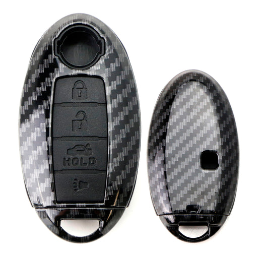 Carbon Fiber Smart Key Fob Shell w/ Button Skin For Nissan Armada Rogue Leaf etc