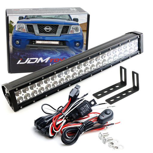 120W 20" LED Light Bar w/Lower Bumper Bracket, Wirings For 04-18 Nissan Frontier