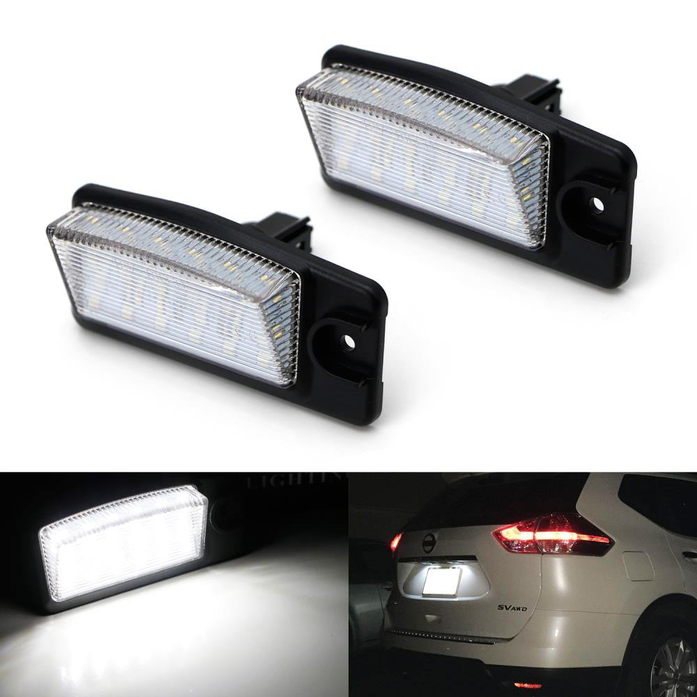 OEM-Fit 3W Full LED License Plate Light Kit For Nissan Altima Maxima Murano Rogue/X-Trail T32, Infiniti EX35 FX35 QX50 QX70, Powered by 18-SMD Xenon White LED-iJDMTOY