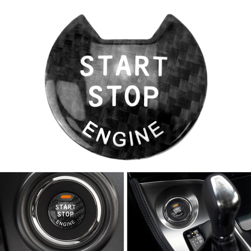 BLK Real Carbon Fiber Keyless Engine Push Start Button Cover For Nissan Infiniti
