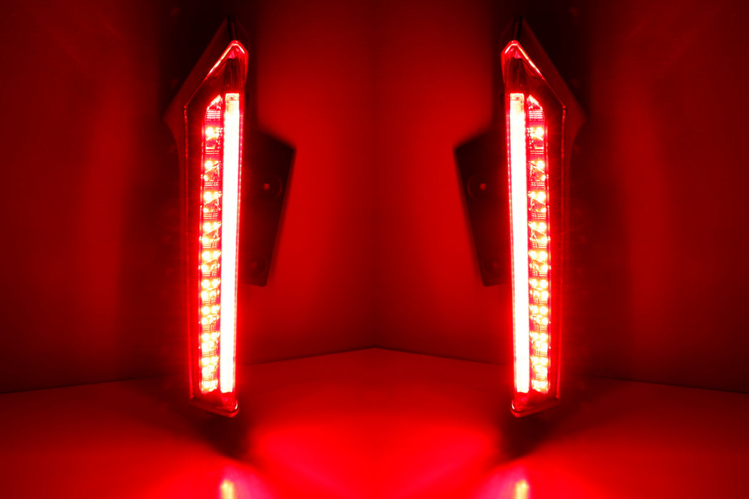 Red Lens Full LED Rear Windshield Side Pillar Tail Brake Lights For Nissan Rogue