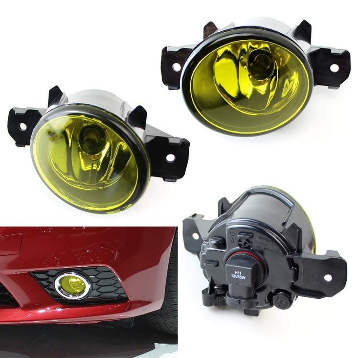 JDM Style Fog Lights Kit For 1992-1995 Honda Civic 4Dr Sedan - Yellow Lens Chrome Housing With Switch