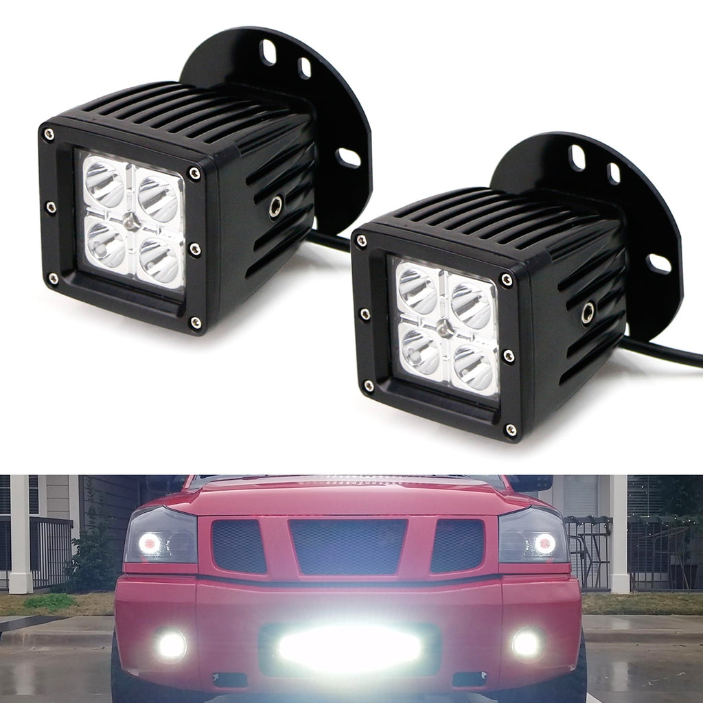 LED Pod Light Fog Lamps w Brackets Wirings For Nissan 04 14 Titan