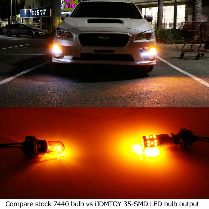 No Resistor Required Amber 21W 7440 LED Bulbs For Front/Rear Turn Signal Lights