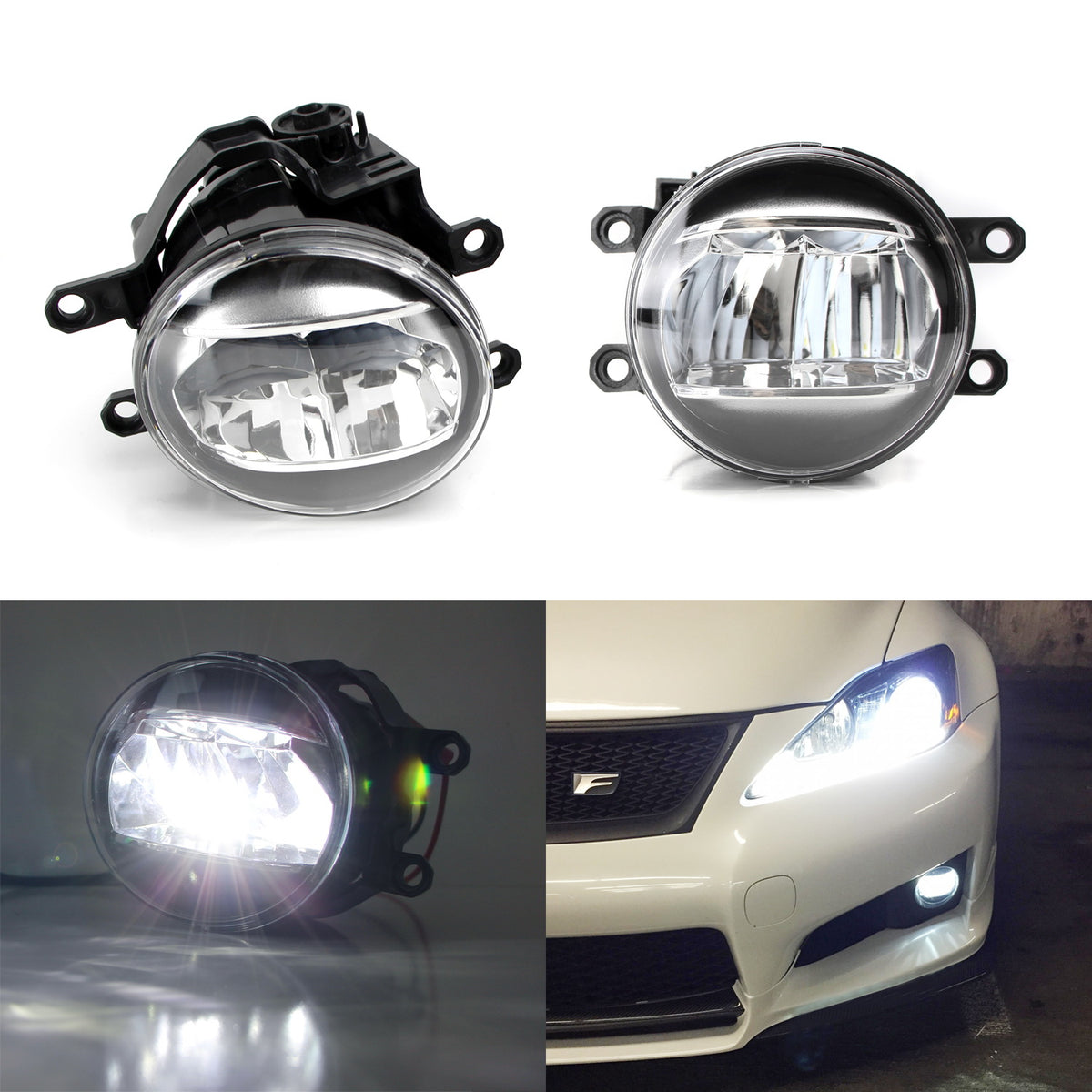LH RH OE-Spec Xenon White LED Fog Light Kit For Lexus/Toyota