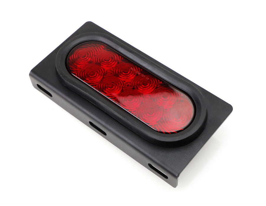 Red 6-1/2" Oval Surface Mount LED Brake/Tail Lamps w/ 3mm Thick Flush Brackets