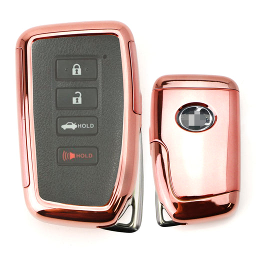 Pink TPU Key Fob Cover w/ Button Cover Panel For Lexus IS ES GS RC NX RX LX Key