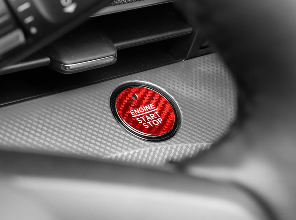 Ford Raptor Ranger Start Button Red Real Carbon Fiber Keyless Engine Push Start Button For Ford F-150 ...
