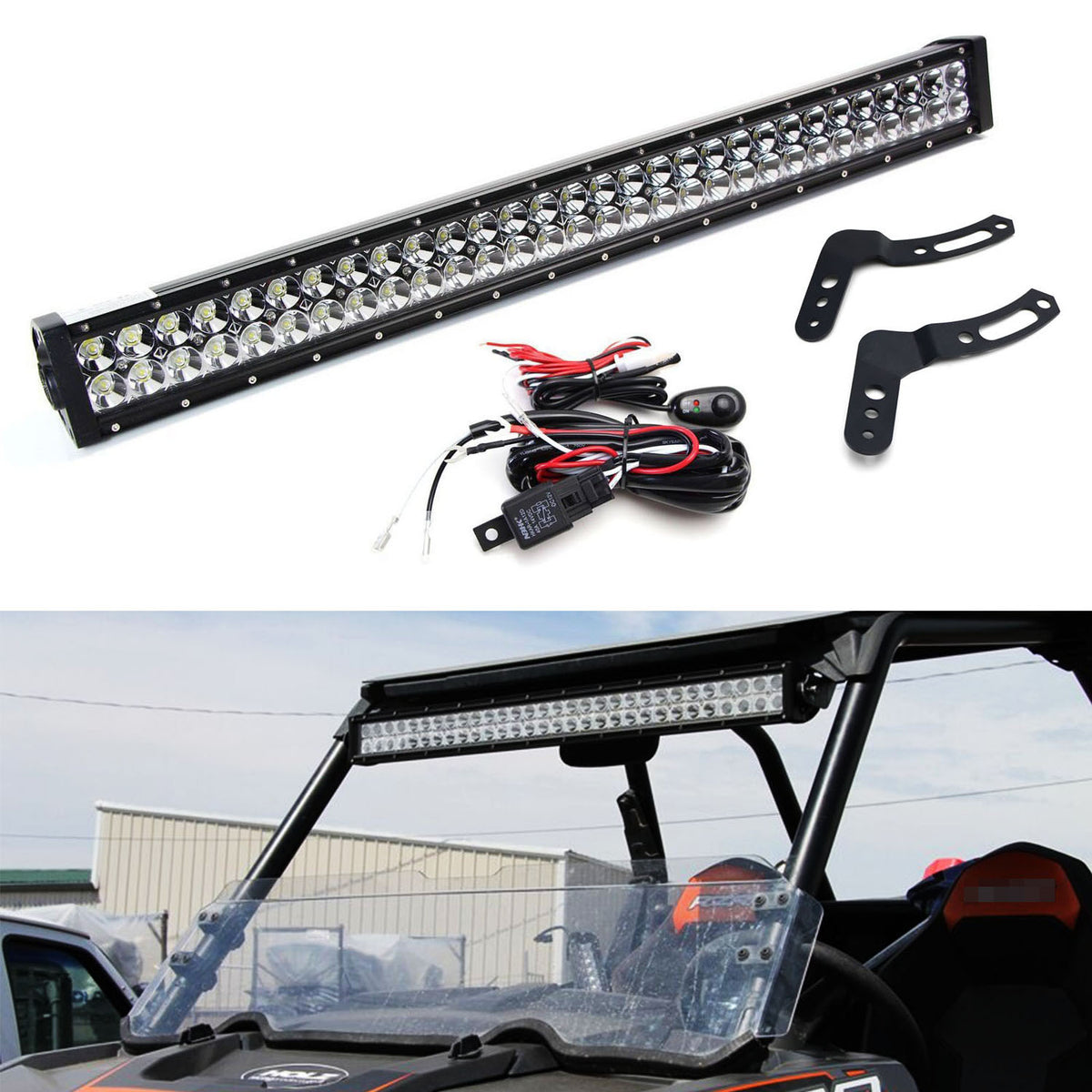 Roof Mount LED Light Bar Kit For 2011 18 Polaris RZR XP 800 900