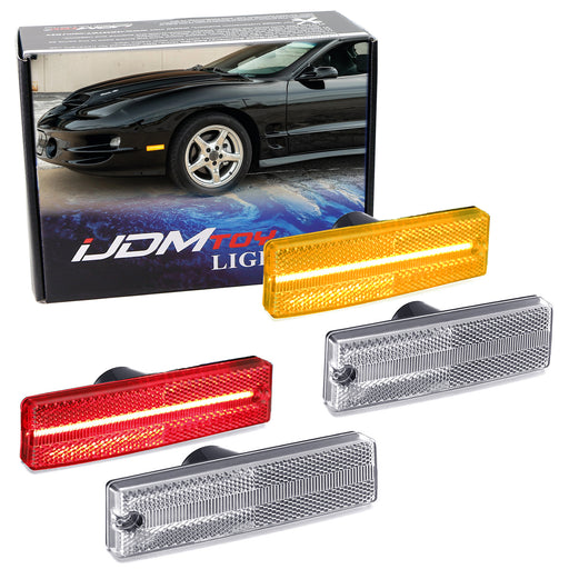 Clear Lens Amber/Red Full LED Front/Rear Side Markers For Pontiac 98-02 Firebird