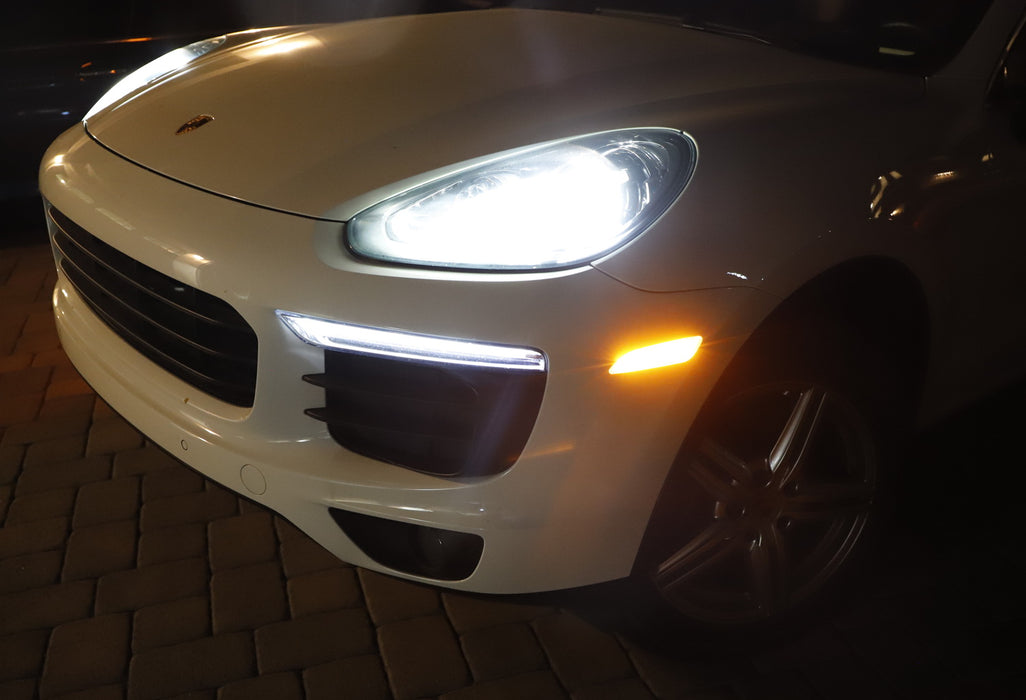 Smoke Lens Amber Full LED Bumper Side Marker Light Kit For 15-18 Porsche Cayenne