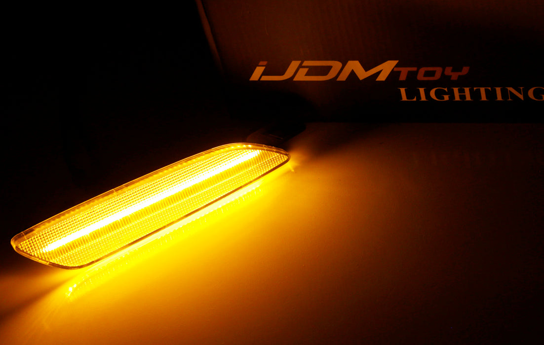 Smoke Lens Amber Full LED Bumper Side Marker Light Kit For 15-18 Porsche Cayenne