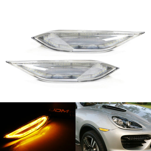 Clear Lens Full Amber LED Side Marker Light Assemblies For 11-14 Porsche Cayenne