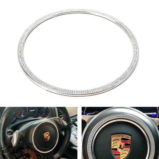Crystal Silver Chrome Steering Wheel Ring Decor For Cayenne Macan Cayman 911