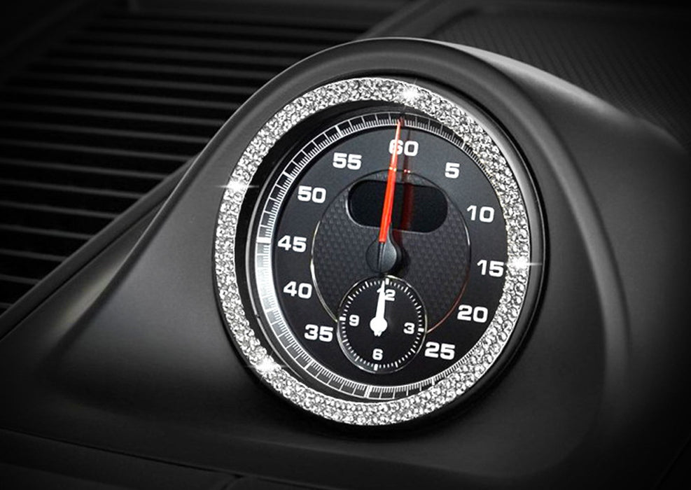Crystal Silver Dashboard Clock Surrounding Decoration Ring Trim For Porsche