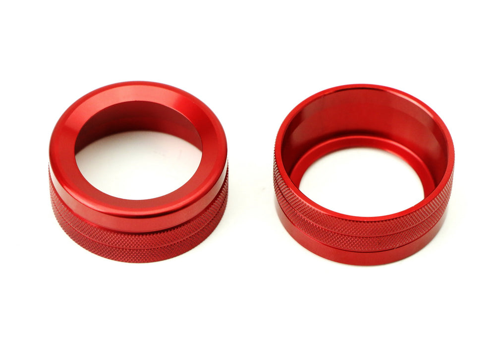 Red Aluminum AC Climate Control and Radio Volume Knob Ring Covers For Porsche