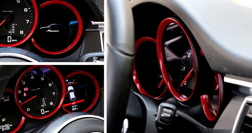 Red Dashboard Gauge Surrounding Ring Decoration Trim For 2014-2022 Porsche Macan