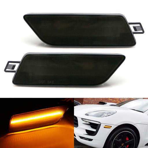 Smoked Lens Amber Full LED Bumper Side Marker Light Kit For 14-up Porsche Macan