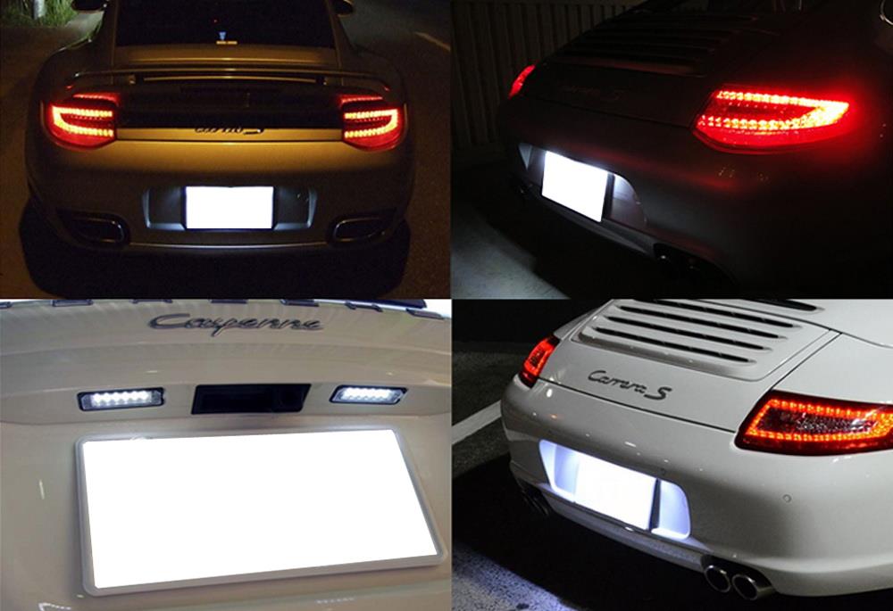 OEM-Fit 3W Full LED License Plate Light Kit For Porsche 911 Carrera 964 968 986 993 996 Boxster, Powered by 18-SMD Xenon White LED & Can-bus Error Free-iJDMTOY