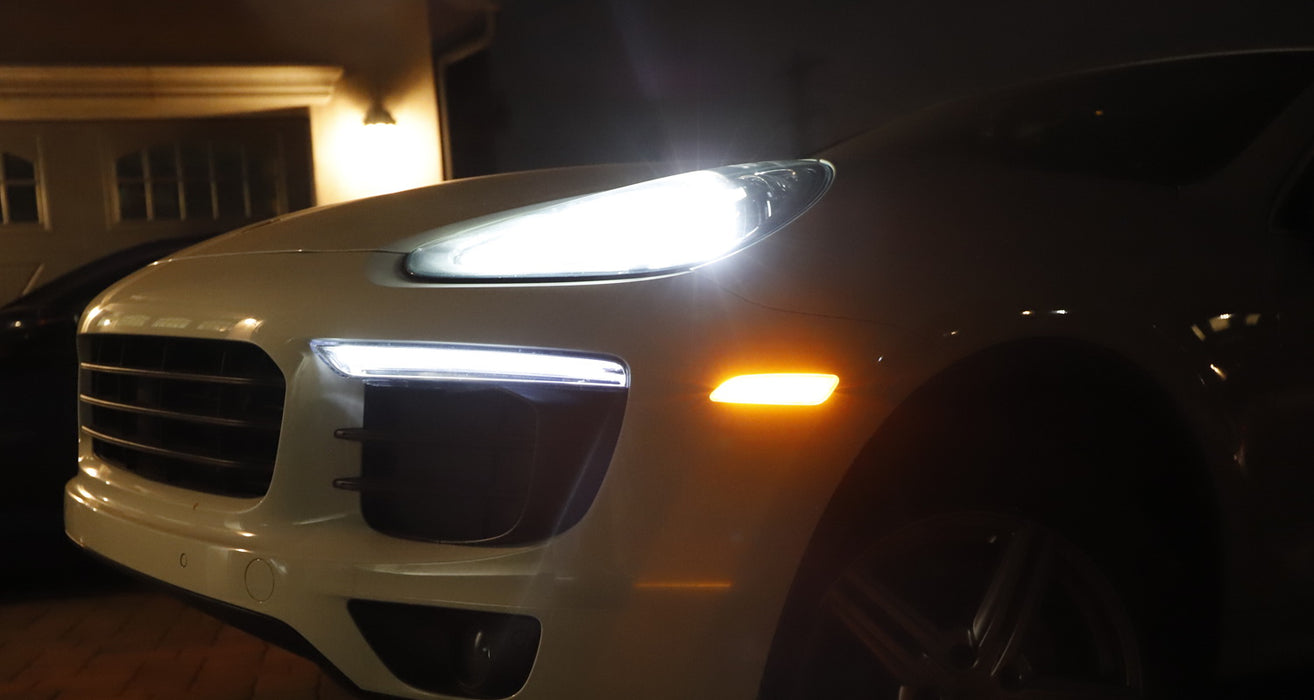 Smoked Lens Amber LED Front Side Marker Lights For 2014-2016 Porsche Panamera