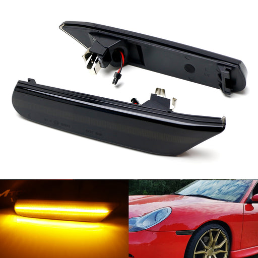 Smoked Amber LED Sequential Side Marker Lights For Porsche Carrera 911 Boxster