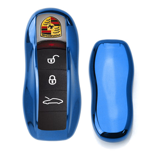 Blue TPU Key Fob Cover Case For Porsche Cayenne Panamera Macan 718  Cayman 911