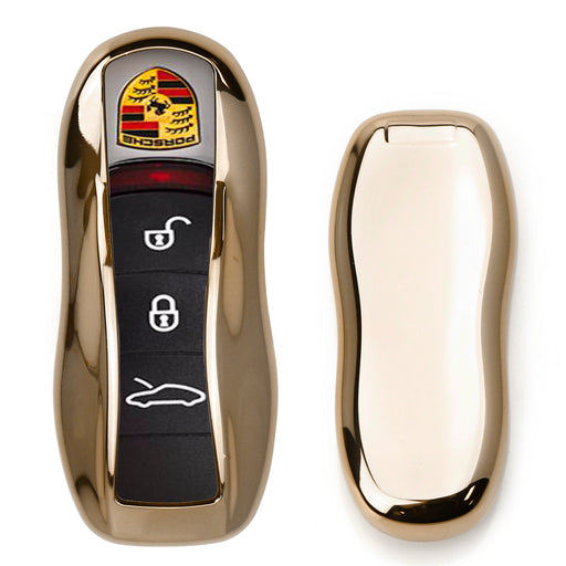 Gold TPU Key Fob Cover Case For Porsche Cayenne Panamera Macan 718  Cayman 911