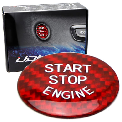 Red Real Carbon Fiber Engine Start/Stop Push Button Cover For Toyota Supra A90