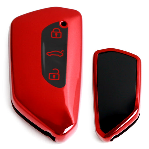 Red Full Coverage TPU Key Fob Cover For VW MK8 Golf/GTI ID.3 ID.4 Smart Car Key