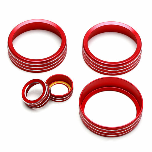 5pc Red Aluminum AC Stereo Tune Turn-Knob Covers For 22+ Subaru BRZ Toyota GR86