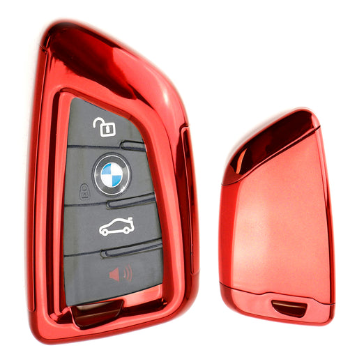 Red TPU Key Fob Cover w/ Button Cover Panel For BMW X1 X4 X5 X6 X7 5 7 Series