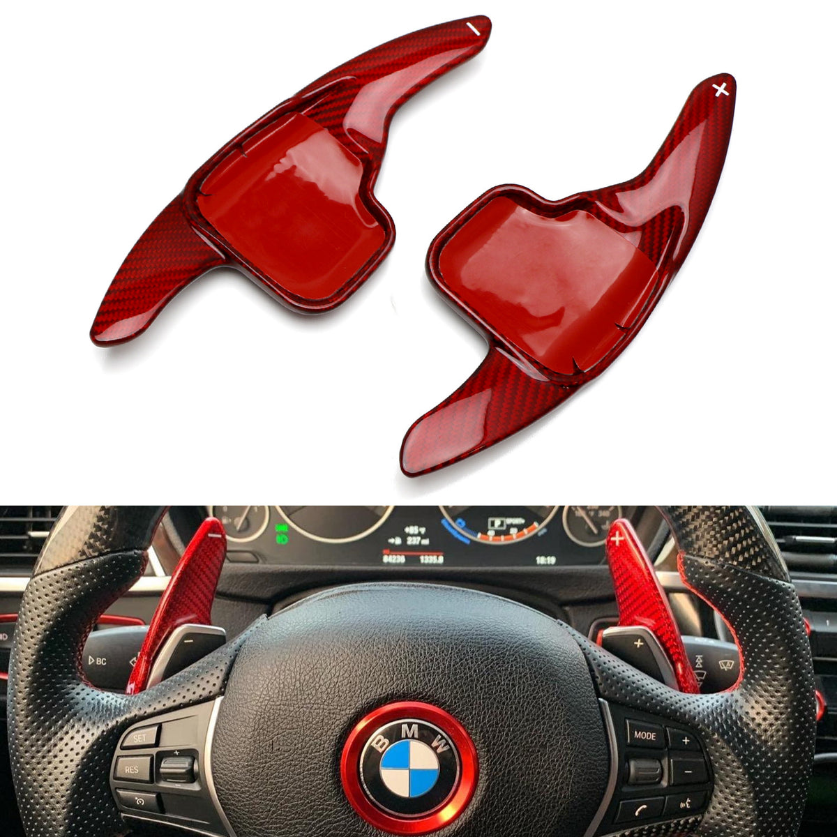 Red Real Carbon Fiber Start/Stop Button Cover For BMW F22 F30 F34 2 3 4  Series — iJDMTOY.com