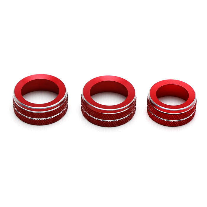 3pc Red Aluminum AC Climate Controls Knob Covers For Audi 2015-20 A3 & 19-up Q3
