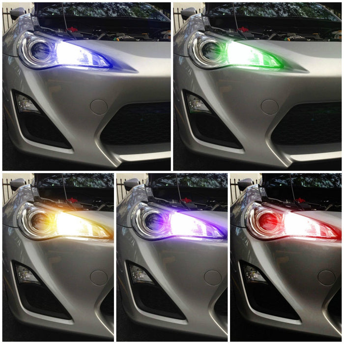 (2) 7-Color RGB 9005 LED Bulbs For Fog Light Driving Lamps w/ Wireless IR Remote