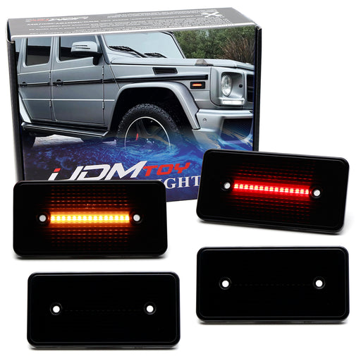 Smoked Lens Amber Red Full LED Strip Side Markers For 2002-14 Benz W463 G-Class