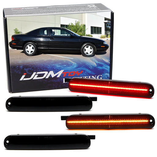 4pc Set Smoke Amber/Red Full LED Side Marker Lights For Chevy Monte Carlo Lumina
