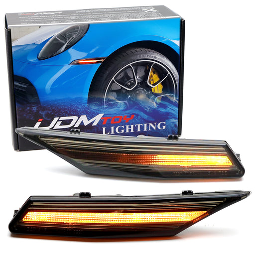 Euro Smoked Lens Amber Sequential Blink Full LED Side Markers For Porsche Taycan